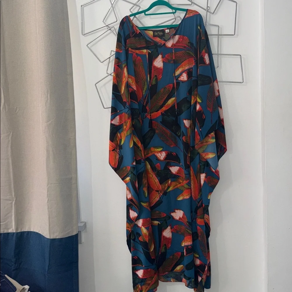 Stunning Bob Mackie Tropical Print Maxi Caftan Size 3X - Picture 2 of 5